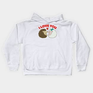 I Love You Hedgehog Valentines Day Cute Couples Kids Hoodie